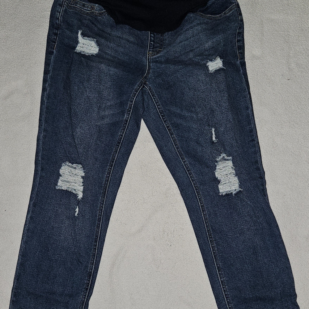 Time and Tru Navy Distressed Boyfriend Jeans